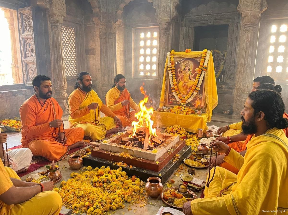 बंगलामुखी जप सात ब्राह्मणों द्वारा सात दिवसीय